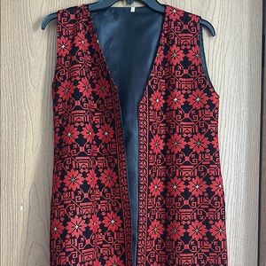 Red and Black Embroidered Vest